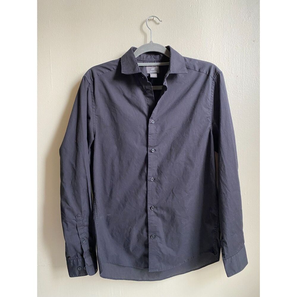 H&M Men's Small Black Long Sleeve Button Down